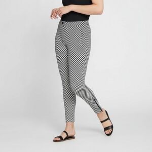 Betabrand Pants Womens Crop Black Skinny Pencil High Rise Catstooth